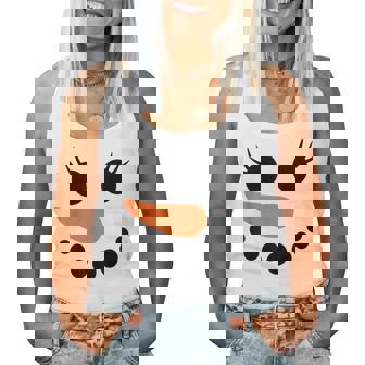 Winter Snowman Face Eyelashes Christmas Xmas For Girl Womens Women Tank Top - Monsterry