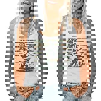 Youth Camo Mallard Duck Hunting Dog Camouflage American Flag Women Tank Top - Monsterry