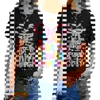 100 Days Of Kindergarten Teacher Coquette Bow Girl Women Women T-shirt - Thegiftio