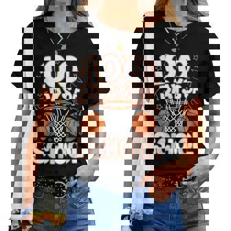 100Th Day Of School Teacher Basketball 100 Days Of School Women T-shirt - Thegiftio