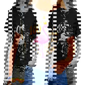 100Th School Day 100 Flaming School Days Flamingo Women T-shirt - Thegiftio