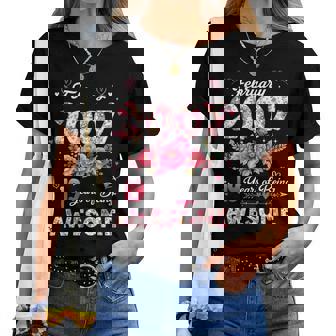 19歳 2007年2月 花柄 19歳 誕生日 男性 女性 レディースTシャツ - Kawaiitshirt
