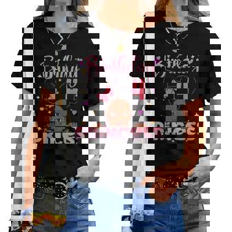 4Th Birthday Princess Melanin Afro Girl Birthday Party Women T-shirt | Mazezy