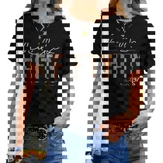 50Th Birthday Hello Fifty Hello 50 Est 1975 Women Women T-shirt | Mazezy