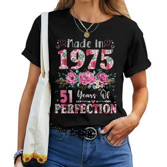 51 Year Old Made In 1975 Floral 51Th Birthday Women Women T-shirt - Thegiftio UK