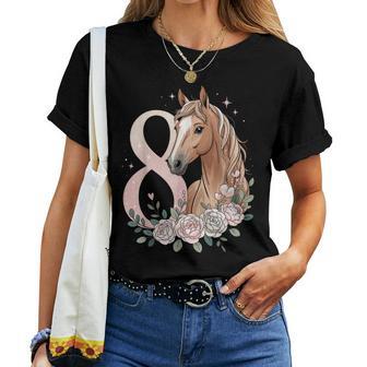 8Th Birthday Horse Girl 8 Years Old Girl Horses Women T-shirt - Thegiftio UK