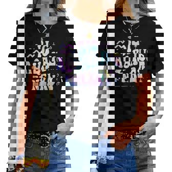 Aquarius Big Energy Retro Smile Flower Zodiac Birthday Women T-shirt - Thegiftio