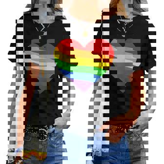 Arcoiris Corazón Lgtbq Color Del Arcoiris Bandera Colorido Cuello Camiseta de mujer - Regaloses