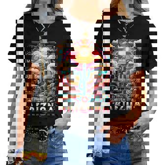 Arizona State Az Retro Desert Cactus Family Vacation Women T-shirt - Thegiftio