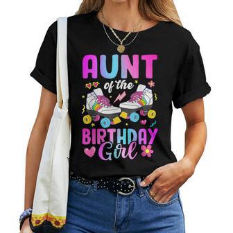Aunt Of The Birthday Girl Rolling Skate Bday Family Women T-shirt - Thegiftio UK