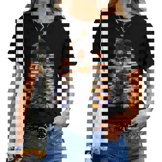 Back To School Afro Melanin Girl Reading Book Bookworm Women T-shirt | Mazezy