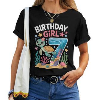 Birthday Girl 7Th Sea Turtle Ocean Aquarium Women T-shirt - Thegiftio UK