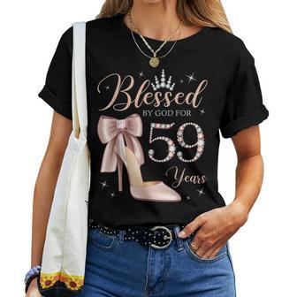 Blessed By God For 59 Years Old 59Th Birthday Party Queen Women T-shirt - Thegiftio UK