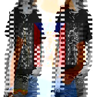 Boricua Taino Woman Puerto Rico Flag Hispanic Heritage Month Women T-shirt | Mazezy