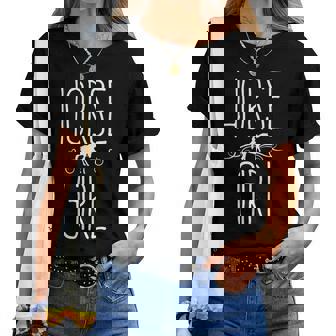 Caballo Chica Corazón Para Montar Caballos Ropa Divertida Cuello Camiseta de mujer - Regaloses