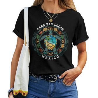 Cabo San Lucas Mexico Sea Turtle Tribal Beach Tropical Ocean Women T-shirt - Thegiftio