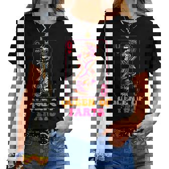 Carte À Jouer Queen Of Farts Parodie Avec Dame Couronnée Rétro T-shirt femme - Cadeauxyz