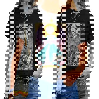 Cat Lady Tarot Card Skeleton Woman Cat Lover Women T-shirt - Thegiftio