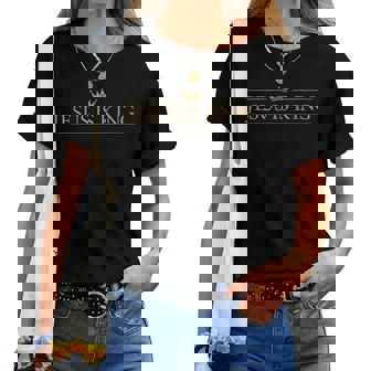 Classic Jesus Is King With Crown Christian Women T-shirt | Mazezy