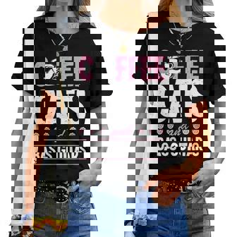 Coffee Cats And Bass Guitars ベースギタリスト 猫とコーヒー 長袖tシャツ レディースTシャツ - Kawaiitshirt