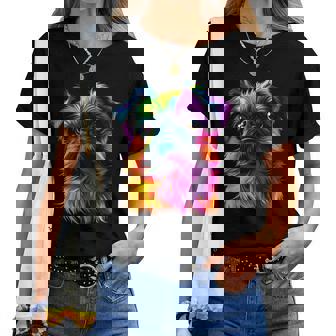 Colorful Brussels Griffon Face Dog Lover Black Women T-shirt - Thegiftio