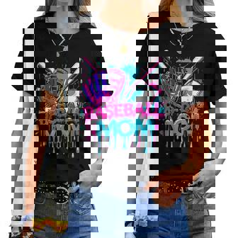 Cool Baseball Mom Neon Drip Sports Fan Women T-shirt - Thegiftio