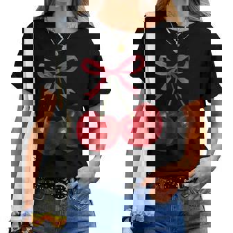 Coquette Bow Esthétique Cerise Rouge Cerises Filles S T-shirt femme - Cadeauxyz