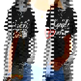 Cute Baseball Aunt Heart Matching Family Auntie Women's Women T-shirt - Thegiftio