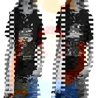 Cute Cottagcore Cat Mushroom Hat Vintage Grunge Aesthetic Women T-shirt - Thegiftio