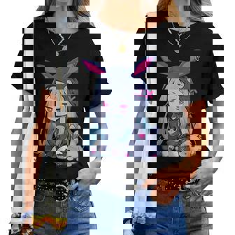 Cute E-Girl Anime Girl Goth Bunny Grunge Gothic Outfit Women T-shirt | Mazezy