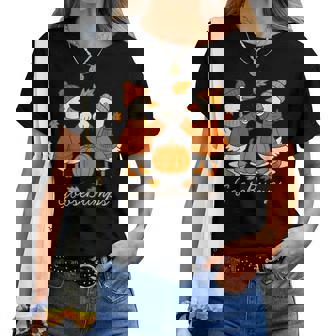 Cute Goose Bumps Goose Fall Animals Pun Pumkin Autumn Leaves Women T-shirt | Mazezy