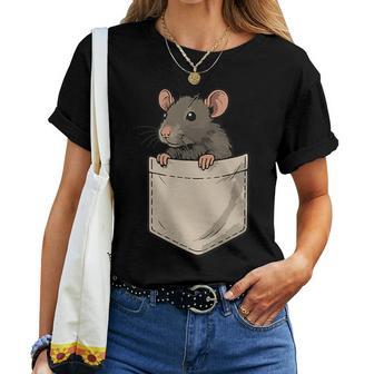 Cute Rat Siting In Pocket Rats Lover For Rat Mama Mouse Women T-shirt - Thegiftio UK