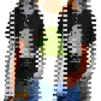 Cuteinosaur Wine-Drinking Dino Dinosaur Drawing Pun Maglietta da donna - Novitaregali