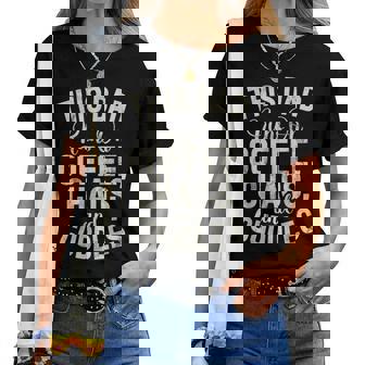 This Dad Runs On Coffee Chaos And Cuddles New Dad Women T-shirt - Thegiftio