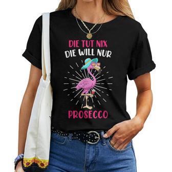 Die Will Prosecco Trinken Party Mädels Flamingo Festival T-shirt Frauen - Geschenkecke