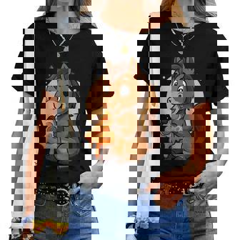 Divertente Cavallo Mangiare Pizza Grafica Ragazzi Ragazze Amante Dei Cavalli Maglietta da donna - Novitaregali