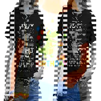 Divertente Festa Di Compleanno Con Dinosauri Per Ragazze E Ragazzi Maglietta da donna - Novitaregali