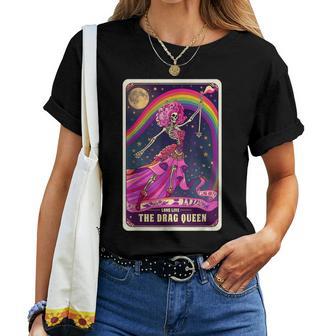 Drag Queen Gay Pride Tarot Card Skeleton Pride Flag Lgbtq Women T-shirt - Thegiftio UK