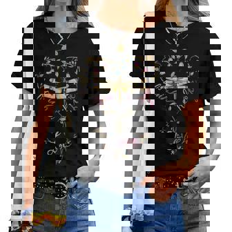 Faith Hope Love Dragonfly Heart Religious Jesus Christian Women T-shirt - Thegiftio