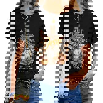 Fall For Jesus He Never Leaves Pumpkin Flower Jesus Women Women T-shirt | Mazezy