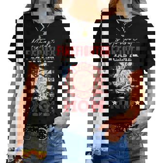 My Favorite Firefighter Calls Me Mom Usa Flag Women T-shirt - Thegiftio