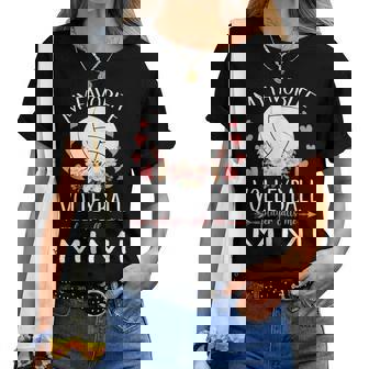 My Favorite Volleyball Player Calls Me Mimi Flower Women T-shirt | Mazezy