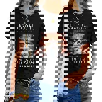 First Of All I'm A Delight Sarcastic Coffee Grumpy Cat Women T-shirt | Mazezy