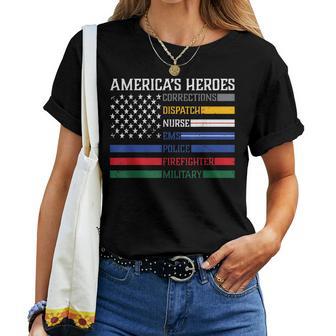 First RespondersPolice Military Firefighter Nurse Women T-shirt | Mazezy