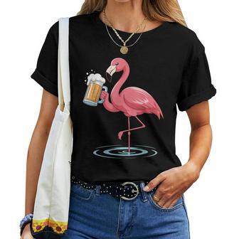 Flamingo Trinkt Bier Lustiger Rosa Flamingo T-shirt Frauen - Geschenkecke