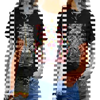 Floral Aesthetic Hippopotamus Lover Hippo Women T-shirt | Mazezy