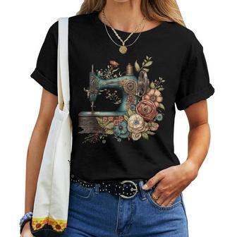 Floral Sewing Machine Flower Seamstress Sewing Machine Women T-shirt - Thegiftio UK