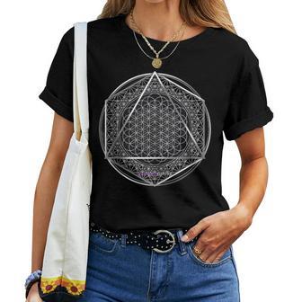 Flower Of Life Sacred Geometry Circular Hexagon Geometric Women T-shirt - Thegiftio UK