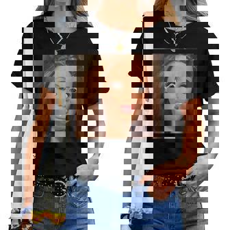 Doll Face Meme Expression Hilarious Sarcastic Women T-shirt | Mazezy