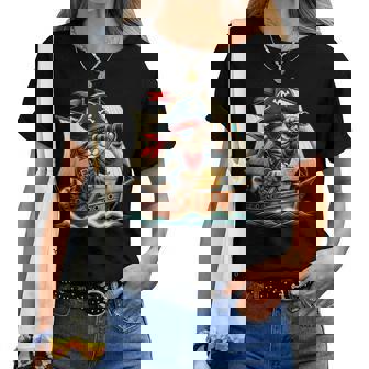 Pirate Cat Adventure Halloween Cat Lover Women Women T-shirt | Mazezy